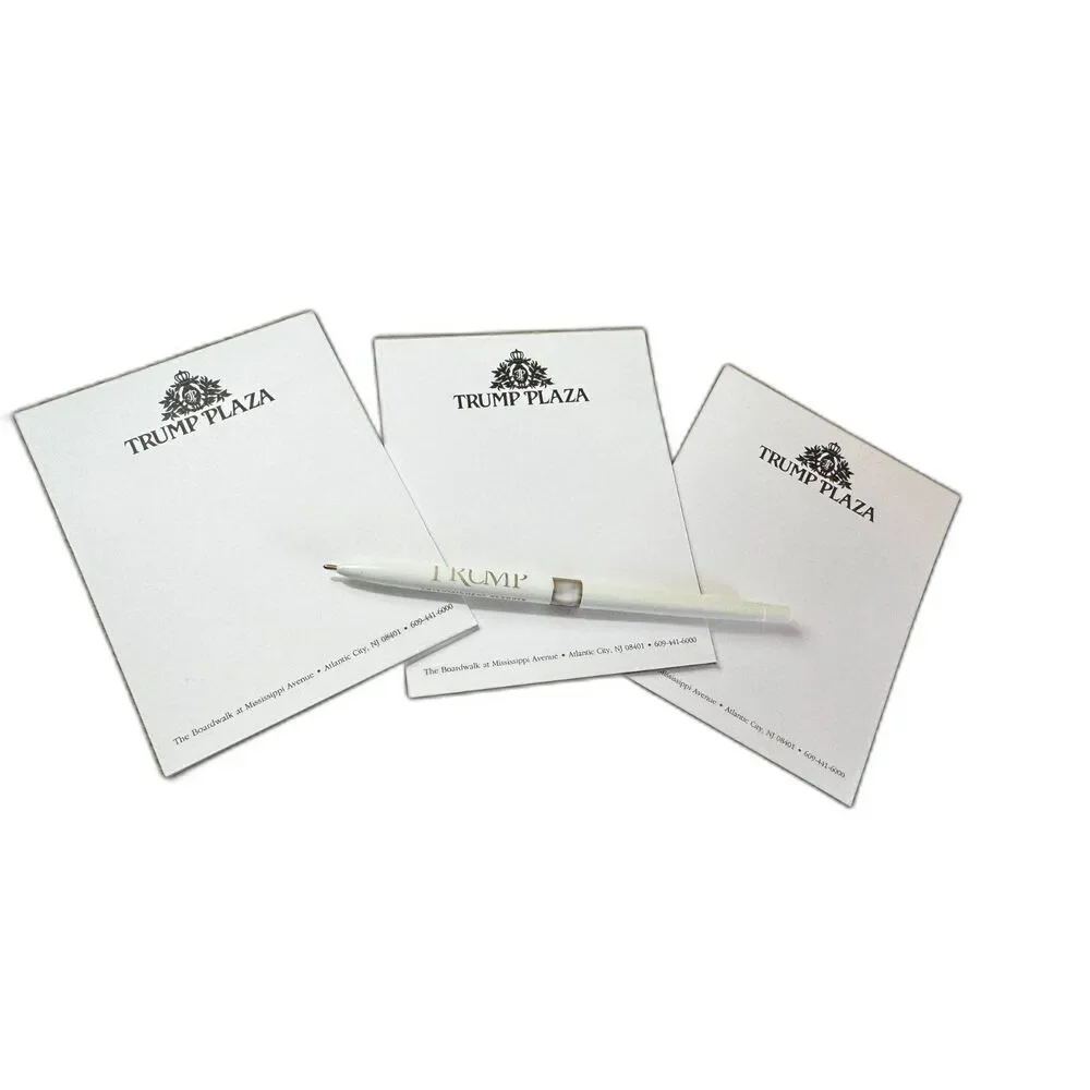 3 pads of Trump Plaza writing paper/Stationary Atlantic City and Trump Plaza Pen